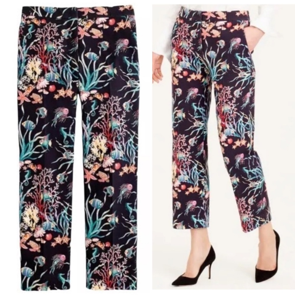 J.Crew Collection Ratti Under the Sea Print Straight Leg Crop Pants Size 2 NWOT